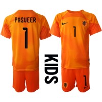Netherlands Remko Pasveer #1 Goalkeeper Replica Away Minikit World Cup 2022 Short Sleeve (+ pants)